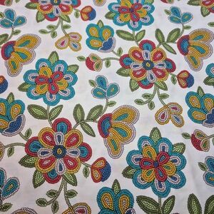 Elizabeth Studio White Tucson Beaded Flower Cotton Fabric 3.5 Yd x 59" Wide